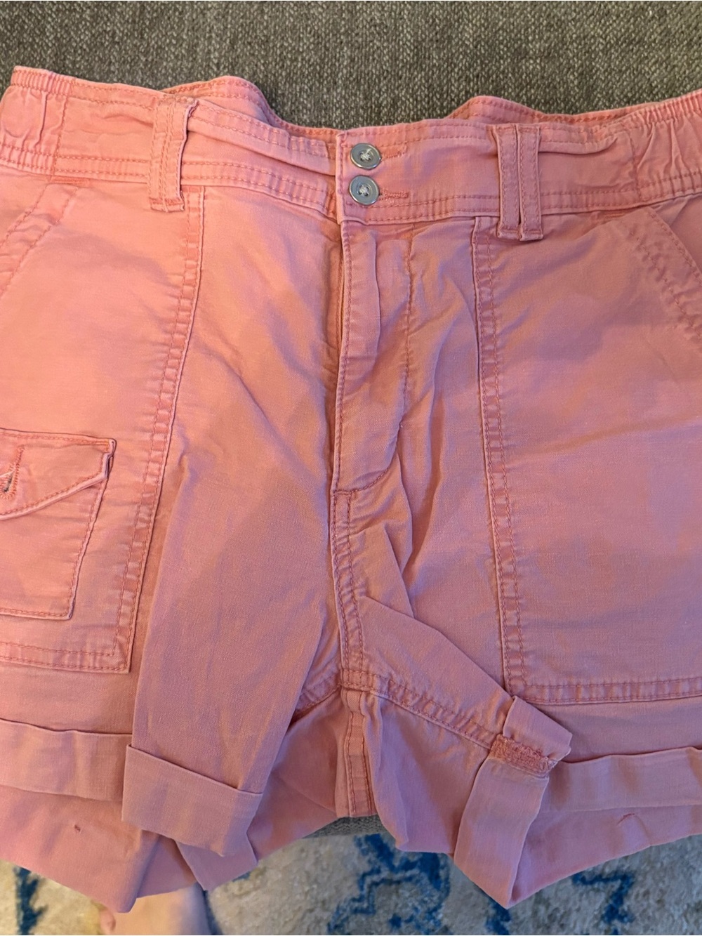 Time and Tru Pink Coral Utility Cargo Shorts Size 10